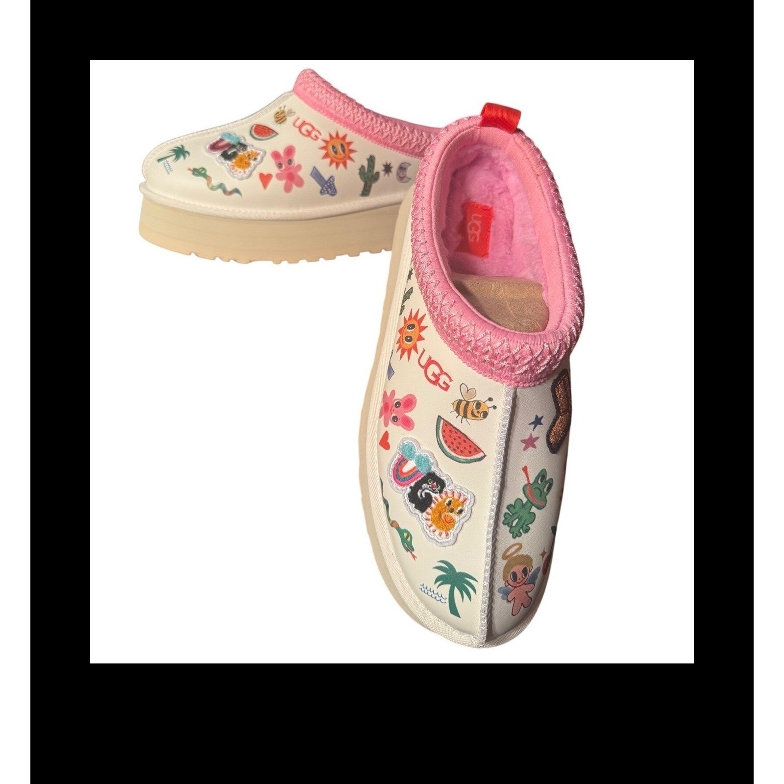 Ugg X Humberto Cruz Tazz Slipper Bright White Pink Platform Mules 1155751 Size 9